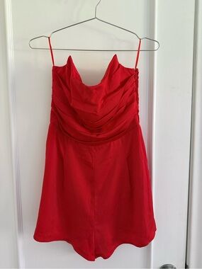 Red Spaghetti Strap Cowl Neck Dress